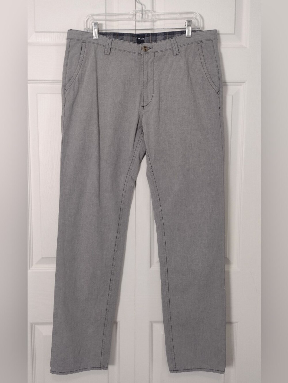 Boss Hugo Boss 100% Cotton Rice Slim Fit Dress Pants Gray Men's Size 36